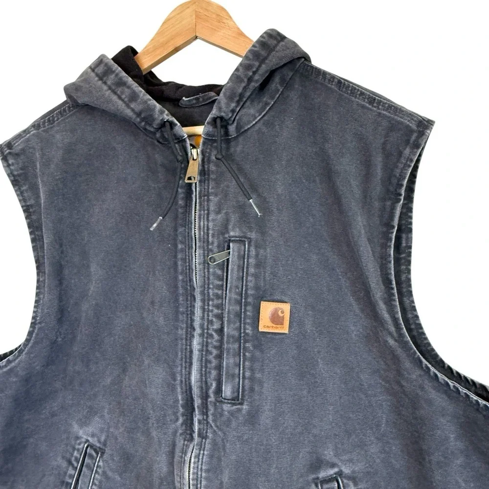 Carhartt Knoxville Fleece Lined Hooded Vest Work XXL 2XL Black Outdoor 101697001